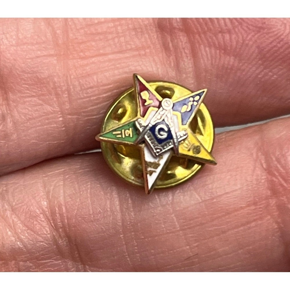 Order of the Eastern Star OES Masonic Square and Compasses Enamel Lapel Pin